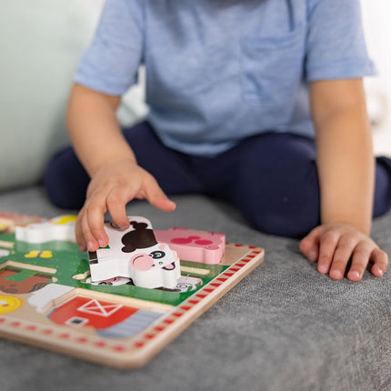 Melissa & Doug Farm Wooden Chunky Puzzle (8 pcs) Farm Animal Toys For Kids, Wooden Puzzles For Toddlers Ages 2+ - FSC Certified