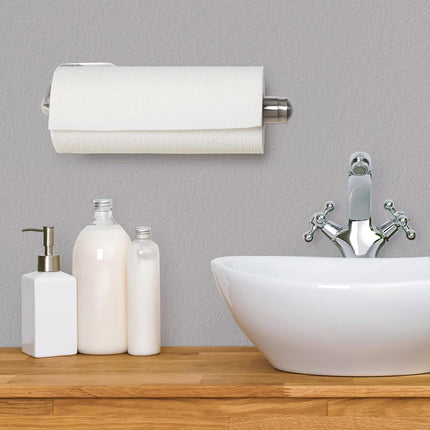 Kamenstein Perfect Tear Patented Wall Mount Paper Towel Holder, 14-Inch, Silver, Rounded Finial
