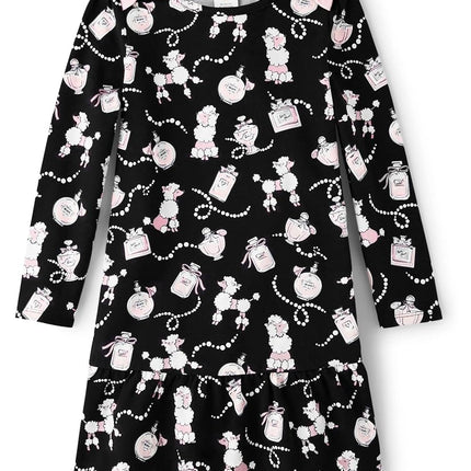 Gymboree Robes décontractées en tricot à manches longues pour filles et tout-petresses, motif saisonnier Caniches noirs, 18-24 mois