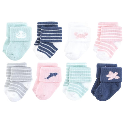 Hudson Baby Unisex Baby Cotton Rich Newborn and Terry Socks, Pink Dolphin, 0-6 Months, Pink Dolphin, 0-6 Months