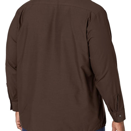 Red Kap Men's Industrial Work Shirt, Regular Fit, Long Sleeve Utility Button, Chocolate Brown, Large