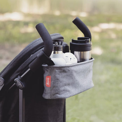 Diono Buggy Buddy Universal Stroller Organizer with Cup Holders, Secure Attachment, Zippered Pockets, Safe & Secure, Gray
