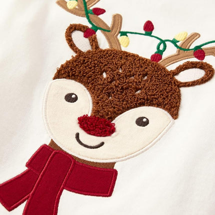 Camisetas de manga larga con gráficos bordados para niños y bebés de Gymboree, reno blanco, 7