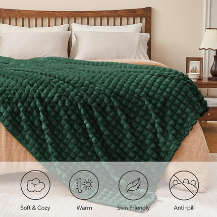 BEDELITE Emerald Green Fleece Throw Blanket for Couch, 50x60 Inches
