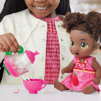 Baby Alive Bubbly Tea Party Berry Boo Doll with Teapot Accessories, Black Hair, 11 Inch Toy for 3 Year Old Girls and Boys & Up