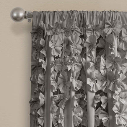 Lush Decor Riley Window Curtain (Single Panel), Polyester, Grey, 54W x 84L