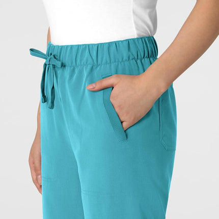 WonderWink Women's Stovepipe High-Low Hem Scrub Pant, Teal Blue, Medium