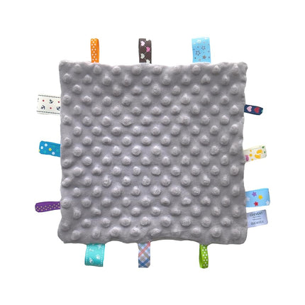 CREVENT Baby Welcome Set Storage Basket with Two Blankets+ A Security Blanket + A Taggie + A Bag with Ribbon (Grey)