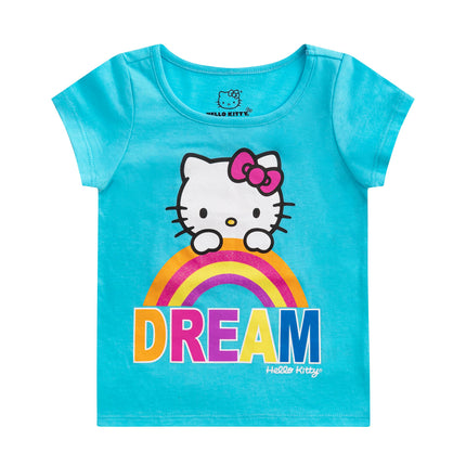 Hello Kitty Sanrio Girls 4 Pack Short Sleeve T-Shirt for Little and Big Kids, Multicolor, 7