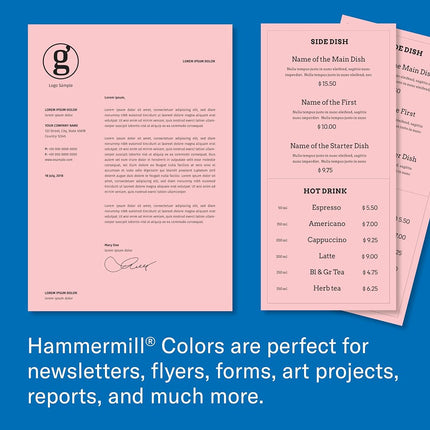 Papier Hammermill, couleurs rose, 20 lb, 8,5 x 14, format légal, 500 feuilles/1 rame (103390R), fabriqué aux États-Unis