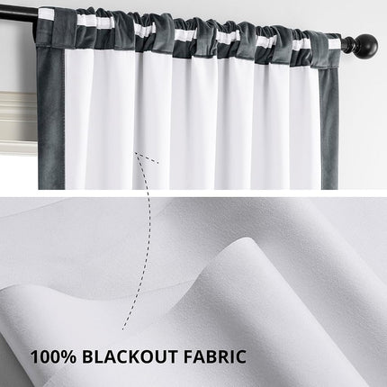 HPD Half Price Drapes Signature Velvet Thermal Blackout Curtains for Living Room 108 Inch Long 1 Panel Rod Pocket Insulated Blackout Curtains for Bedroom Window Curtains, 50Wx108L, Distance Blue Grey