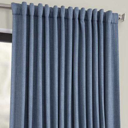 HPD Half Price Drapes Faux Linen Room Darkening Curtains - 120 Inches Long Extra Wide Luxury Linen Curtains for Bedroom & Living Room (1 Panel), 100W X 120L, Denim