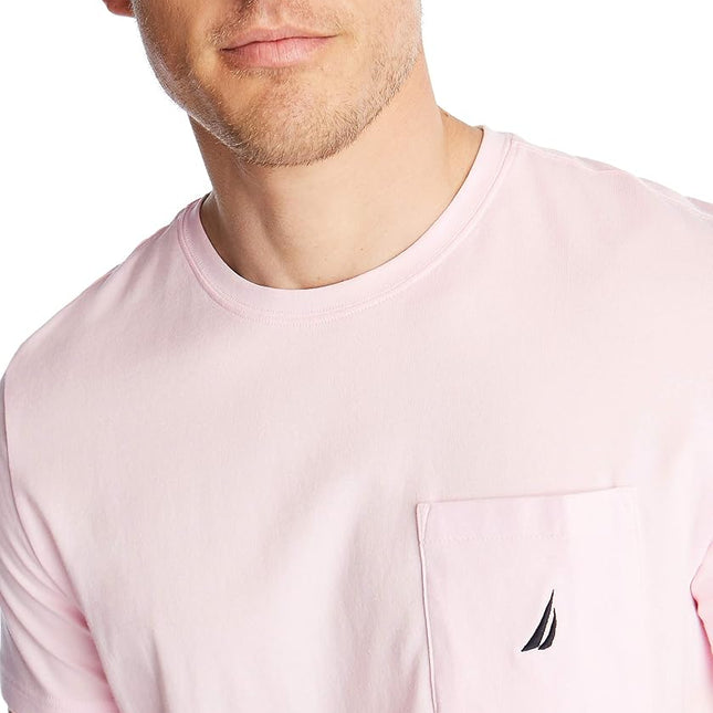 Nautica Men's Big and Tall Solid Crew Neck Short Sleeve Pocket T-Shirt, Cradle Pink, 2X