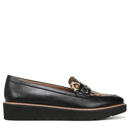 Naturalizer Women's Elin Loafer Flat, Black/Leopard Faux Leather, 6.5 Wide