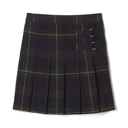 French Toast Girls Plaid Adjustable Waist Pleated-Front Two-tab Scooter, Green Plaid, 10-11 Plus