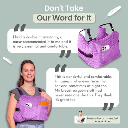 MOYOAMA Post Mastectomy Pillow - Breast Cancer Surgery Recovery, Breast Enlargement - Lightweight Post-Operative Pillow with 4 Integrated Pockets to Support Healing