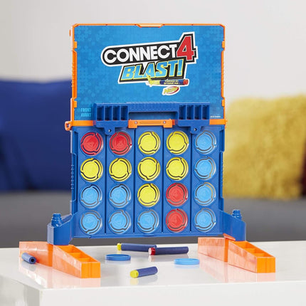 Connect 4 Blast! Game; Powered by Nerf; Includes Nerf Blasters and Nerf Foam Darts; Game for Children Aged 8 and Up