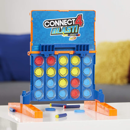 Connect 4 Blast! Game; Powered by Nerf; Includes Nerf Blasters and Nerf Foam Darts; Game for Children Aged 8 and Up