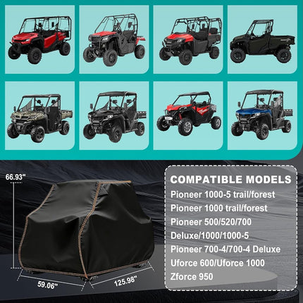 QYMOTO CFMOTO UTV Cover Heavy Duty All Weather Storage Cover Fits for Uforce Zforce 500 600 800 950 1000 2 Seater Cover Windproof Rainproof