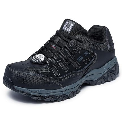 Skechers Men's Cankton Steel Toe Construction Shoe, Black/Charcoal, 8.5 UK