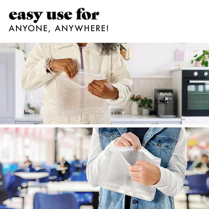 Fit & Fresh Reusable PEVA Storage Bags 3 Pack, Reusable Food Storage Bags, LeakProof Bag, Durable, Reusable Sandwich Bags, Freezer Safe Bags, Hand Wash, Easy to Clean, Eco-Friendly, Ivory Feline Fine