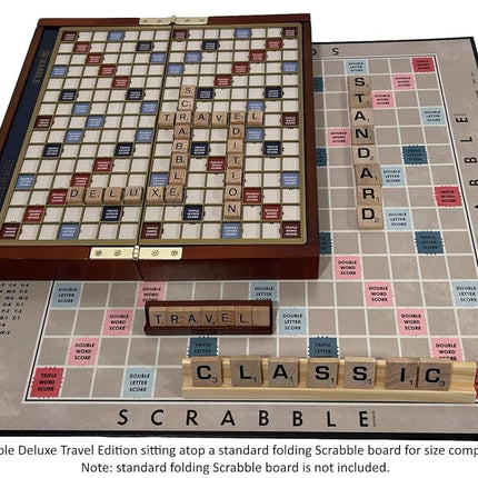 WS Game Company Scrabble Deluxe Travel Edition - Wooden Travel Game for 2-4 Players, Ages 8+