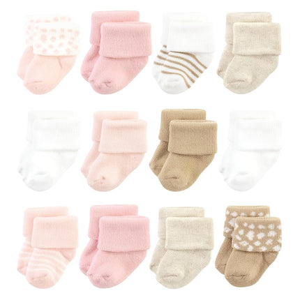 Hudson Baby Chaussettes riches en coton pour nouveau-né unisexe et chaussettes en éponge, motif guépard rose, 0-6 mois