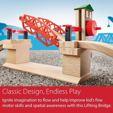 BRIO World 33757 - Lifting Bridge Wooden Train Accessory 3 Pieces Railway Expansion for Kids Ages 3+