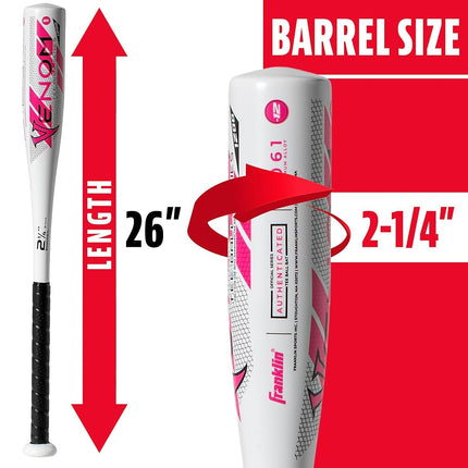 Franklin Sports 24517 Venom 1000 Official Teeball Bat Perfect For Soft Core Tee Balls, 26"/14 oz