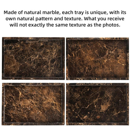 Marble Bathroom Vanity Tray, Dark Brown, 12"x 8" x1.2"