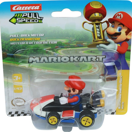 Carrera Pull & Speed 15818404 Official Licensed Kids Mario Kart Toy Car Pull Back Vehicle for Ages 3 and Up - Mario