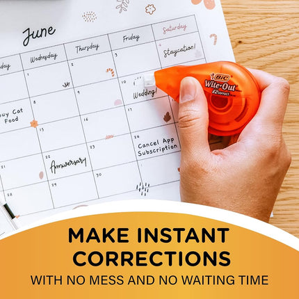 BIC WOTAPP418 EZ Correct Wite-Out Correction Tape, Multi-Colour