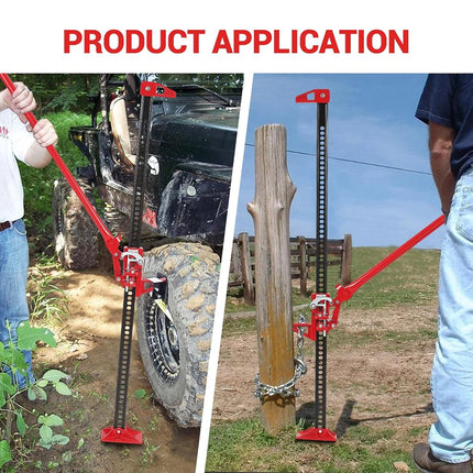 Garvee 60" High Lift Farm Jack, 6600LBS/3 Ton Heavy Duty Ratcheting Utility Jack, Red Off-Road Bumper Lift Jack for Trucks Jeeps Tractors SUVs, All-Terrain Vehicle Rescue & Farm Equipment Lifting