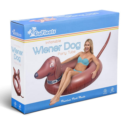 Balsa hinchable GoFloats salchicha en fiesta, flota con estilo