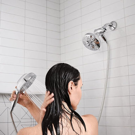Moen Hydro Energetix Combo de Cabezal de Ducha Doble de Alta Presión con Pulverizador de Mano, 8 Configuraciones de Rociado para el Cabezal de Ducha, Acabado Cromado, 200C0