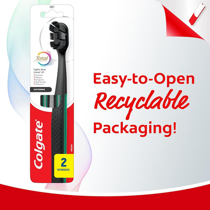 Colgate Total Active Prevention Whitening Toothbrush, Soft Toothbrush (2 Pack)
