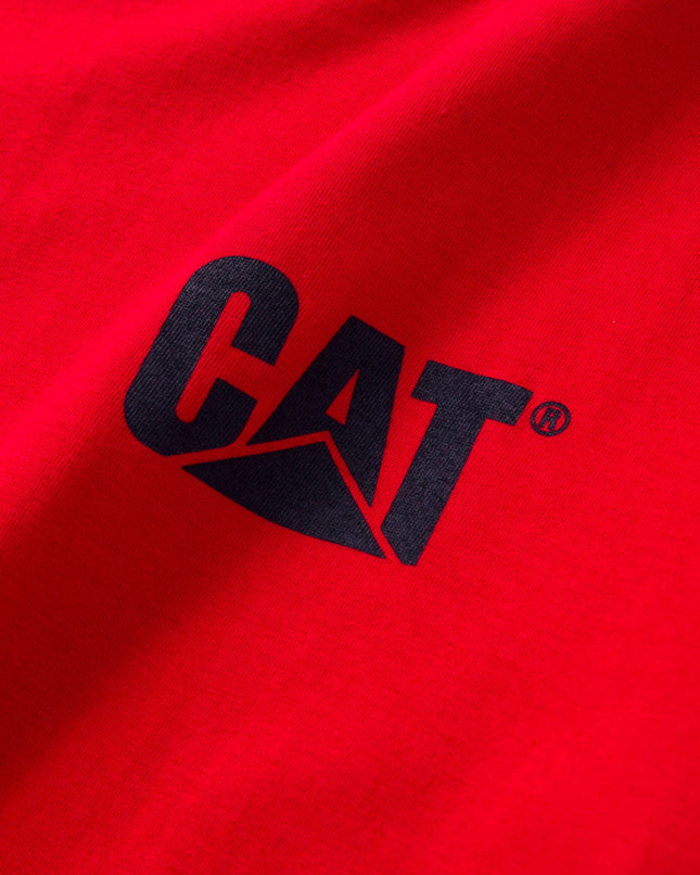 Camisetas Caterpillar de hombre Trademark con cuello acanalado que mantiene la forma, elastano, cuello sin etiqueta y logo de Cat en el pecho izquierdo, Real Teal Heather, Mediana