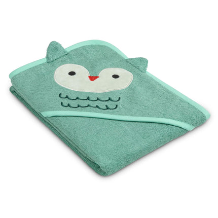 Delta Children Serviette de bain à capuche pour bébé/nouveau-né – Super douce et absorbante – Essentiel pour nouveau-né – Cadeau idéal pour liste de naissance/douche de bébé pour garçons et filles, hibou sarcelle clair