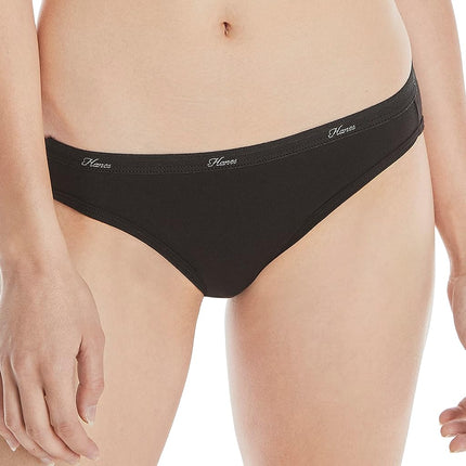 Hanes Women's Cut Panties Pack, High-Waisted Briefs, Moisture-Wicking Cotton Underwear, 10-Pack (Colors May Vary), Black, 8 (Pack of 10)