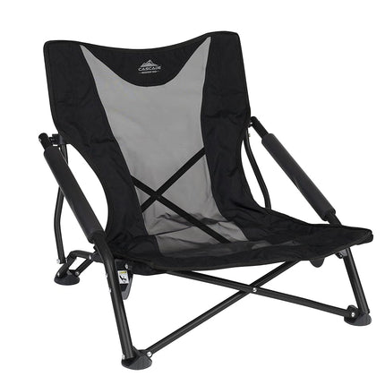 Cascade Mountain Tech Camping Chair - Low Profile Folding Chair for Camping, Beach, Picnic, Barbeques, Sporting Event with Carry Bag, Black