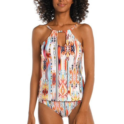 La Blanca Women’s High Neck Keyhole Tankini Swimsuit Top, Multi//Desert Dream, 6