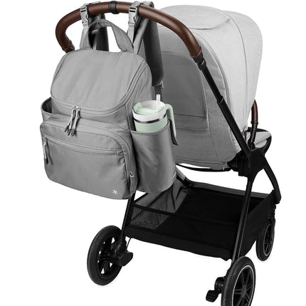 Skip Hop Diaper Bag Backpack with Portable Changing Pad Adjustable Pocket for 30 oz. Tumblers 9 Total Pockets Insulated Packing Cubes Luggage Sleeve & Stroller Straps Fits a 14” Laptop Forma Next Grey