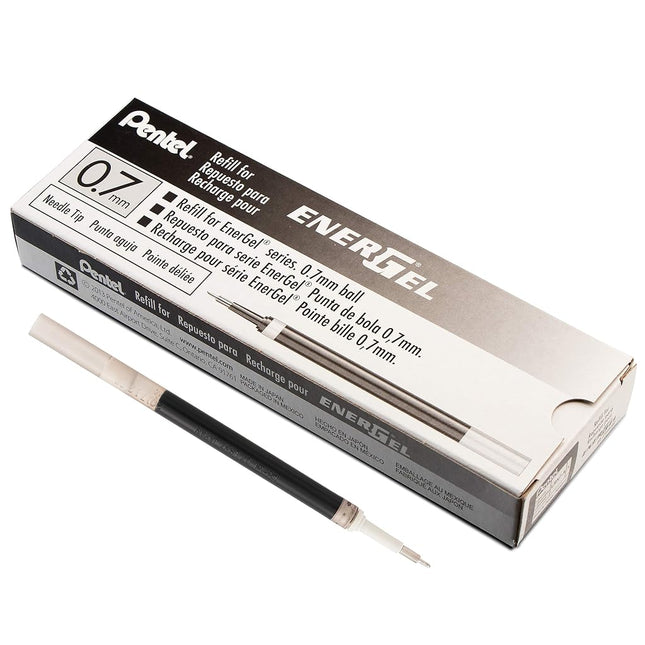 Pentel Refill Ink for EnerGel 0.7mm Needle Tip Liquid Gel Pen, Pack of 12, Black Ink (LRN7-A-12)