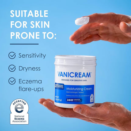Vanicream Moisturizing Skin Cream for sensitive skin - can be used for eczema, psoriasis, ichthyosis, and itch - dermatologist tested - free of dye, fragrance, and preservatives - 16 oz