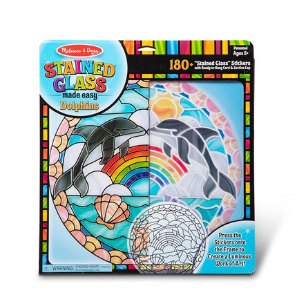 Melissa & Doug Stained Glass Made Easy Activity Kit, Arts and Crafts, Develops Problem Solving Skills, Dolphins, 180+ Stickers
