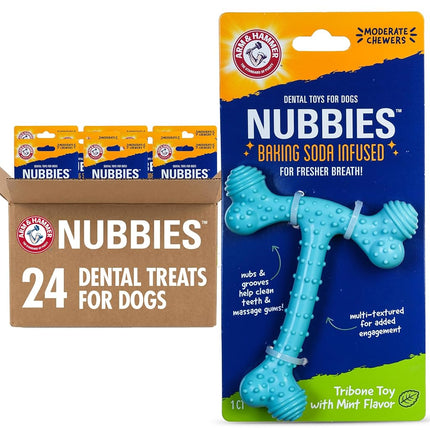Arm & Hammer Ora-Play T-Bone Dental Chew Toy for Dogs Best Dog Chew Toy for Moderate Chewers Reduces Plaque & Tartar Buildup Without Brushing, Peanut Butter Flavor (Pack of 24)
