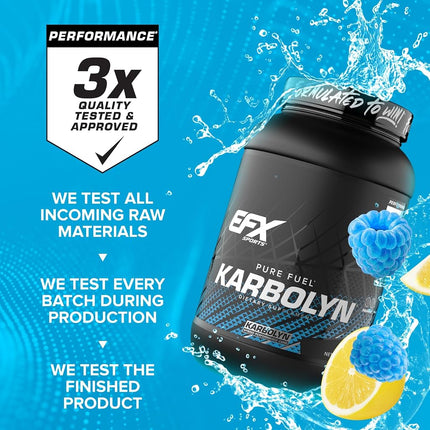 EFX Sports Karbolyn Fuel Complex Carbohydrate Post Workout & Pre Workout Powder Clinically Tested Intense Energy Supplement Shake,Blueberry Lemonade, (4 LB 4.8 OZ)