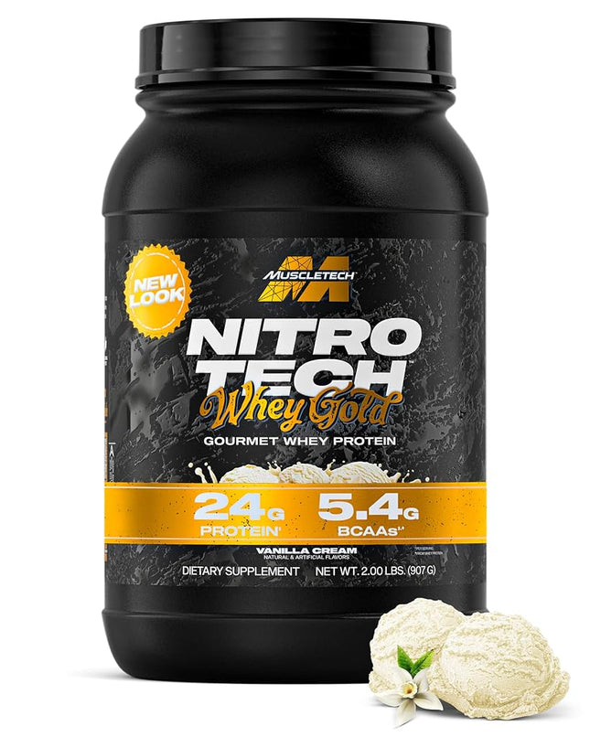Whey Protein Powder, MuscleTech Nitro-Tech Whey Gold Protein Powder, Whey Protein Isolate Smoothie Mix, Protein Powder for Women and Men, Vanilla Protein Powder, 999 g (31 Servings)