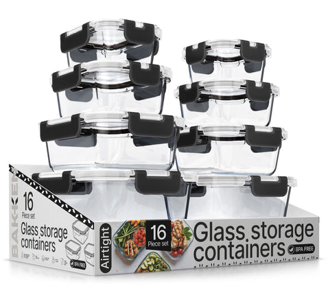 Black Borosilicate Glass Food Storage Containers w