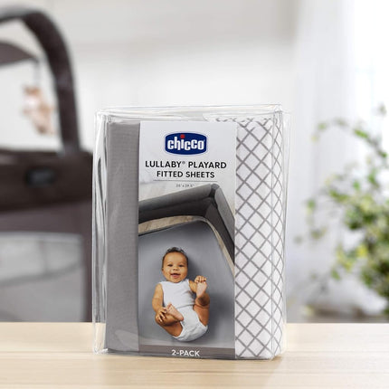 Chicco Lullaby Playard Sheets 2 Piece Set, Grey Diamond